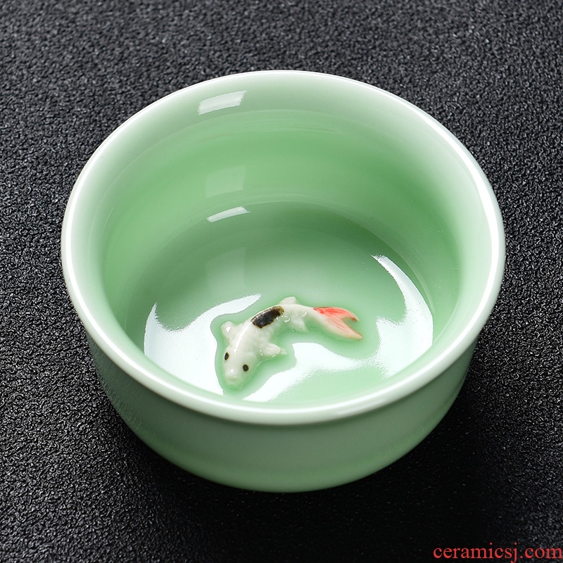 A good laugh, ceramic cups kung fu tea set celadon cup to ultimately responds A cup of tea individual cup fish bowl glass cup