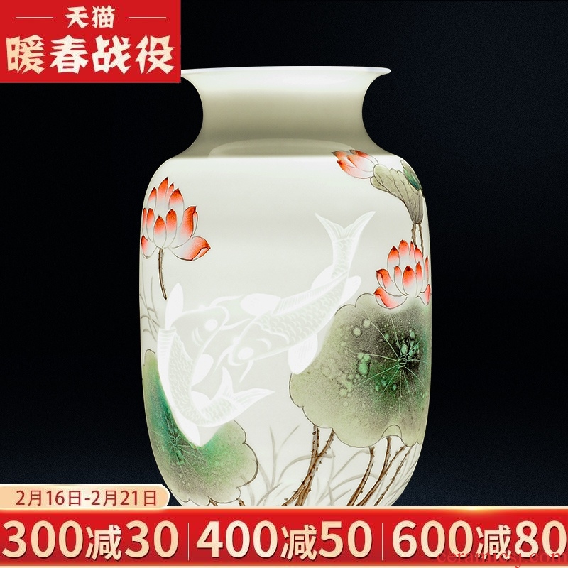 Jingdezhen ceramics masters hand - made thin body rich ancient frame vase sitting room flower arranging study office decoration furnishing articles