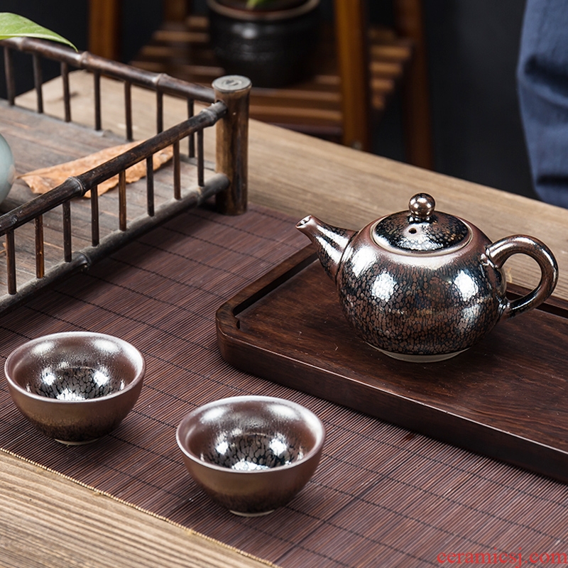 Build light tea tea set, oil droplets ceramic tea set contracted household kung fu xi shi teapot teacup tea gift box