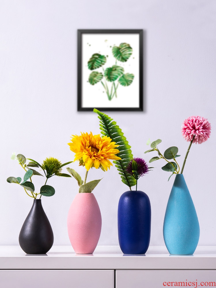 I and contracted ceramic small pure and fresh and dried flower vase flower implement creative home sitting room flower arrangement table decorations furnishing articles