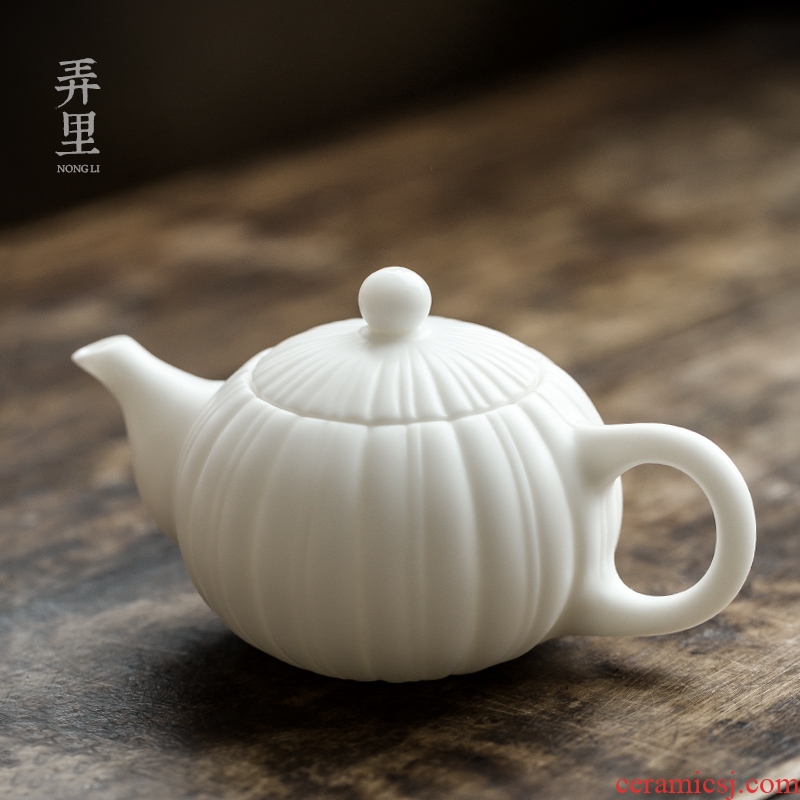 The Get | ceramic dehua white porcelain teapot kung fu tea set the teapot in household teapot manual single side put as the pot