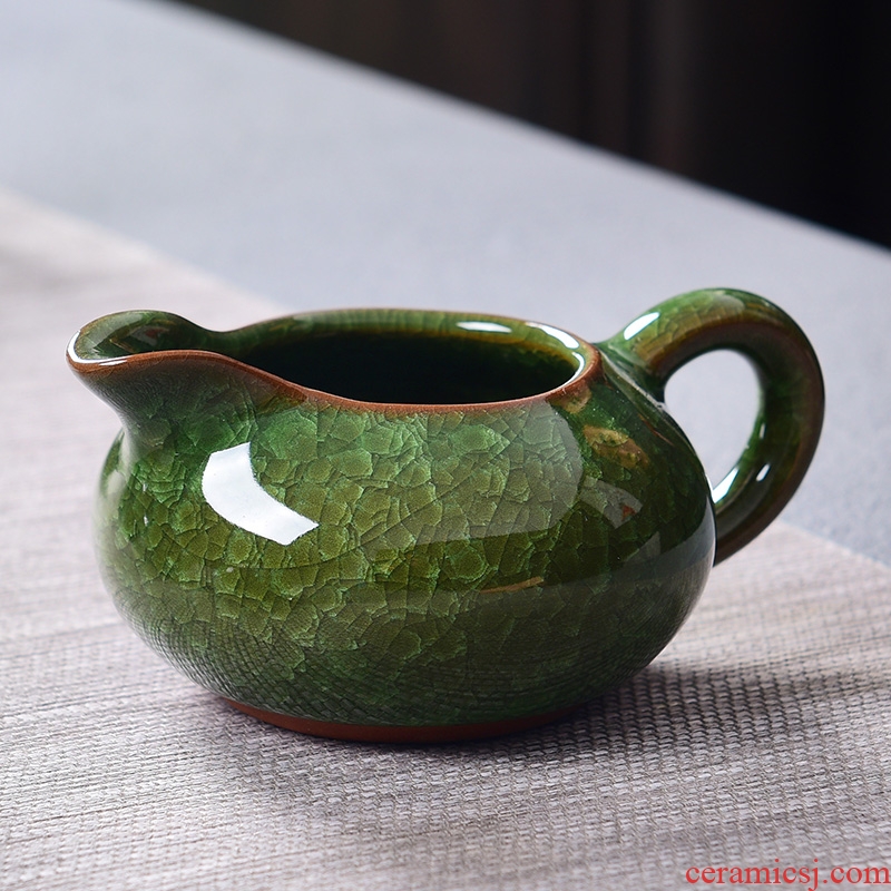 Laugh, ice hole, crack glaze green tureen three kung fu tea tea tea bowl bowl to bowl of household ceramics with zero