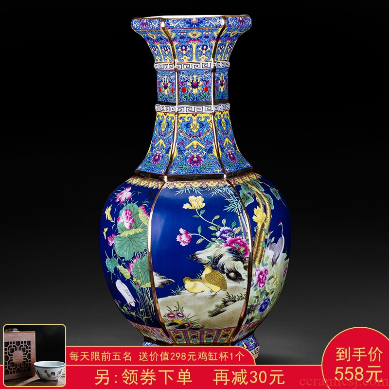 Jingdezhen ceramics antique vase furnishing articles sitting room flower arranging new Chinese style classical large home decoration collection