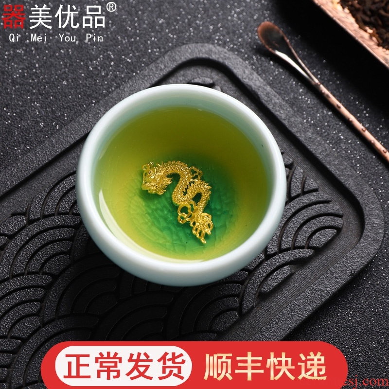 Implement the optimal product silver whitebait built red glaze, ceramic kung fu master bowl tea tea set sample tea cup, the silver cup