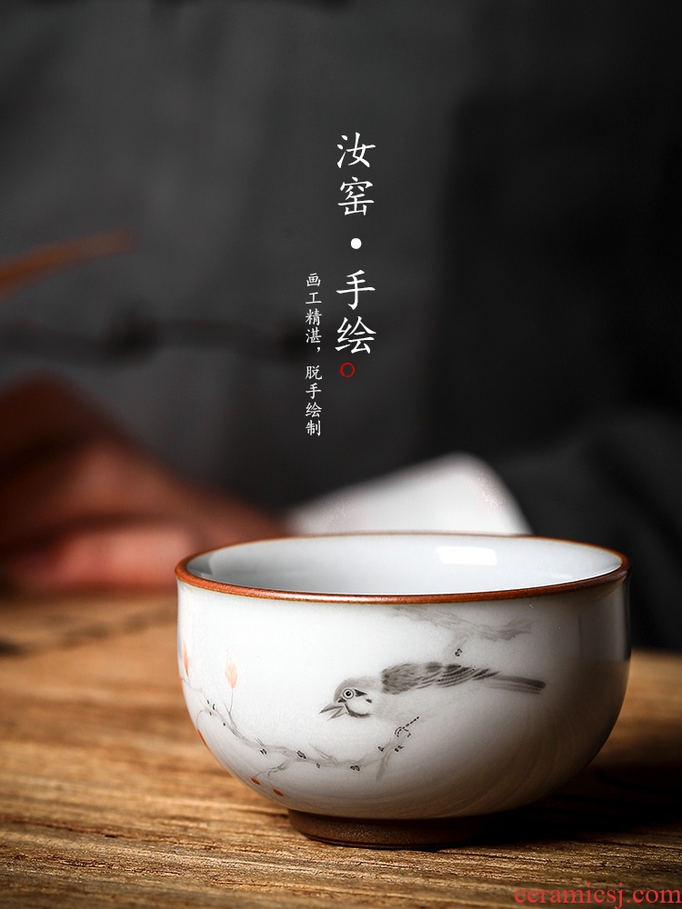 Jingdezhen hand - made ceramic cups sample tea cup masters cup single female pure manual kunfu tea cup your up painting of flowers and tea sets