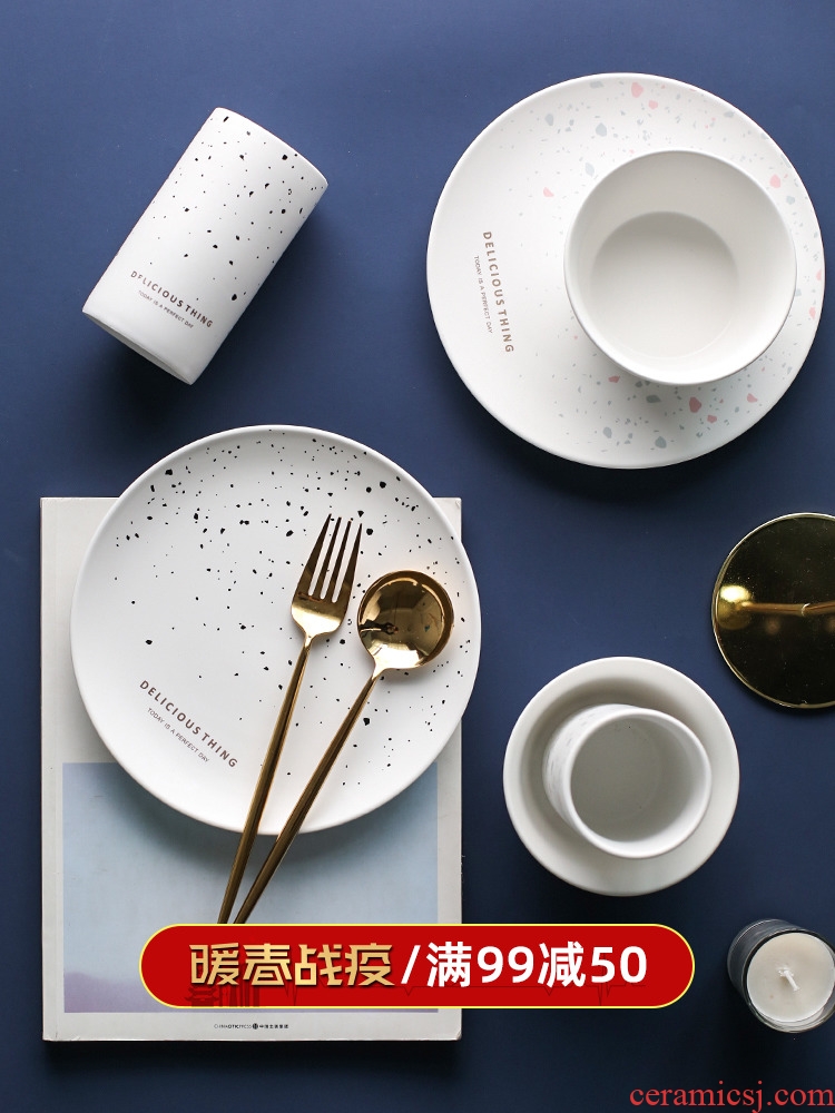 In northern sichuan ins colors on ceramic tableware plate household jobs steak plate plate western food plate of A - 61