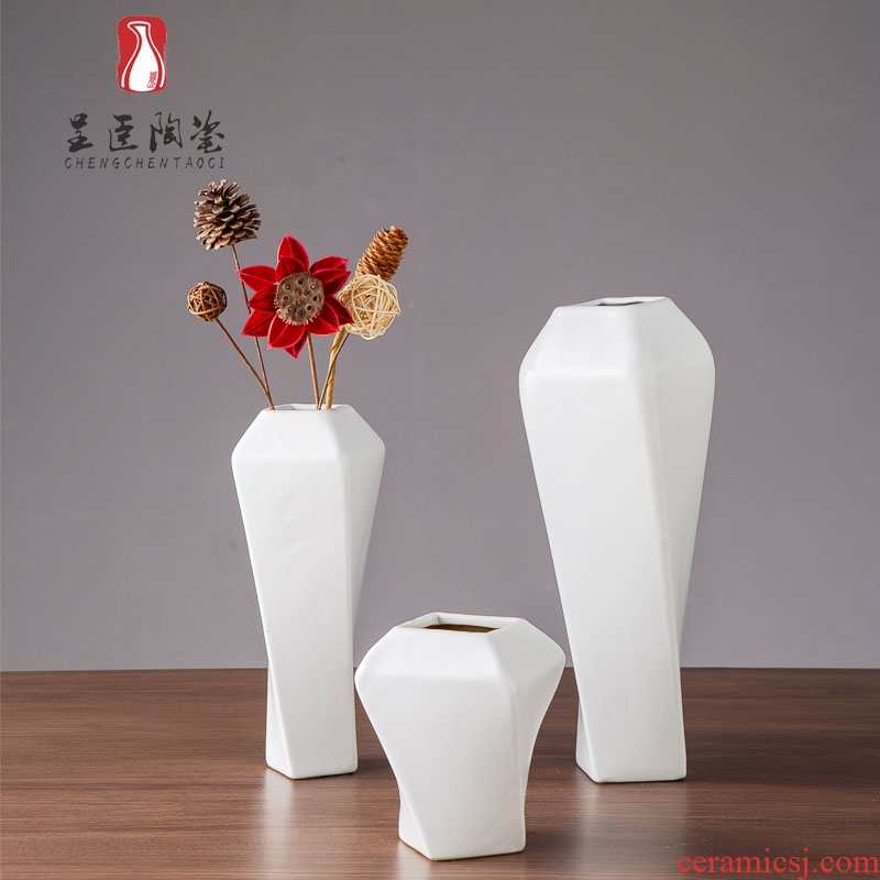 Jingdezhen ceramic vase contracted white I sitting room desk flower arranging furnishing articles zen decorative dried flower vase
