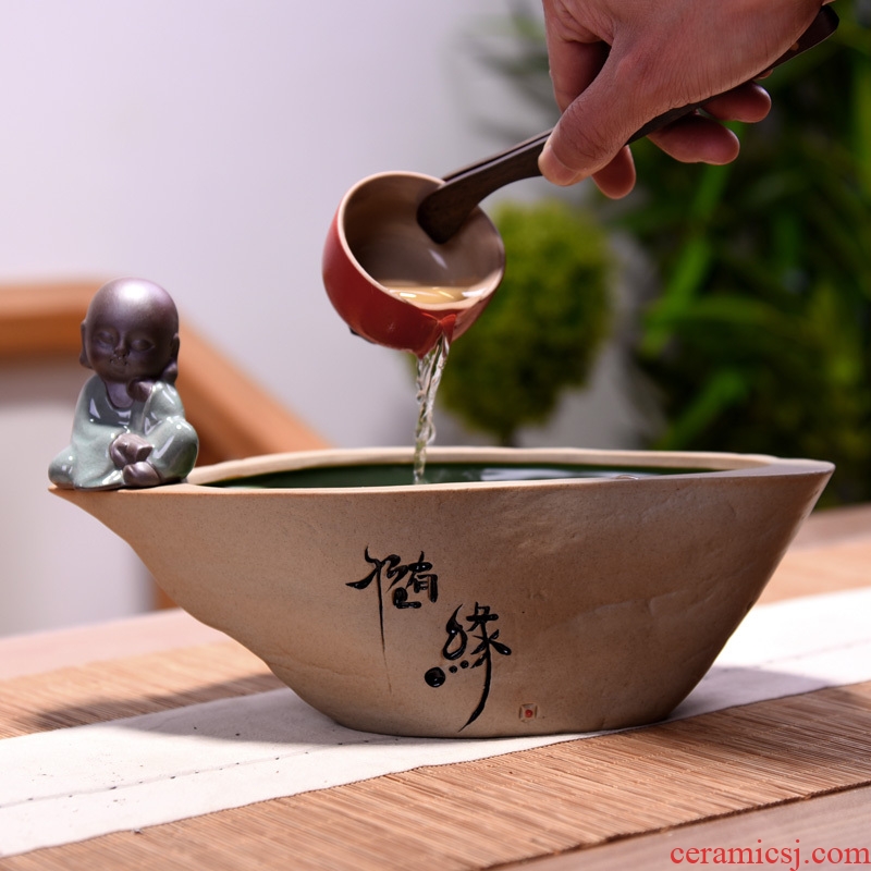 Restoring ancient ways of household coarse ceramic tea wash to wash to use handwritten cup cup pot elder brother up kung fu tea tea accessories
