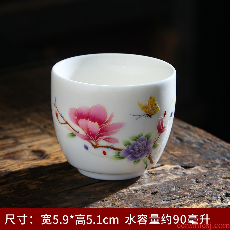 Dehua suet white jade porcelain cup checking ceramic sample tea cup white porcelain kung fu tea pu 'er tea cup master cup mat