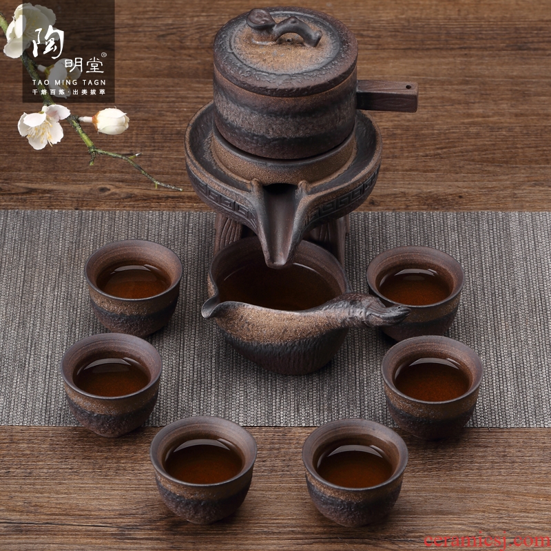 TaoMingTang automatic kung fu tea sets ceramic fortunes creative stone mill coarse pottery tea restoring ancient ways