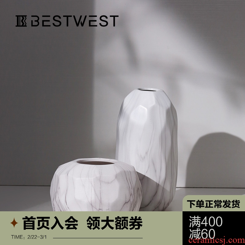 New Chinese style ceramic vase furnishing articles creative living room table dry flower vase household soft adornment ornament light of key-2 luxury