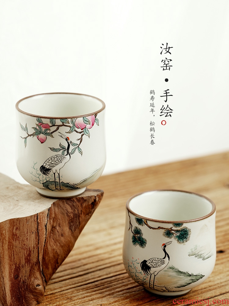 The Master cup single CPU getting high - end ceramic sample tea cup your up hand - made cranes for a cup of jingdezhen manual kung fu tea cups