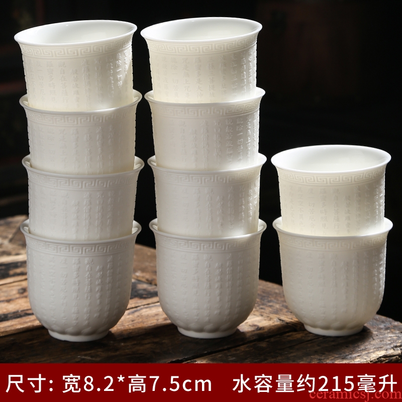 Dehua white porcelain master cup suet white jade tea cup China personal cup home office cup manual to hold to high temperature