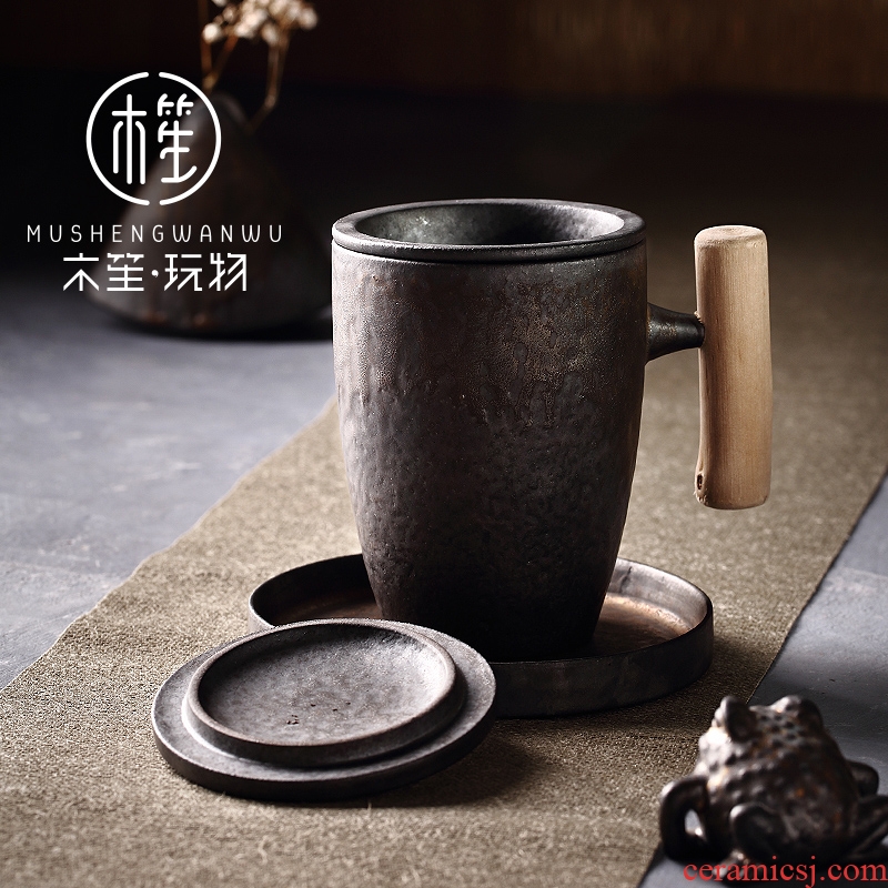 Japanese mark cup home gold glazed pottery ceramic cup creative move make tea cup tea separation zone)