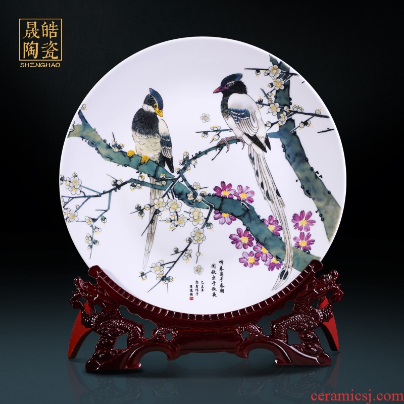 Large decorative hanging dish of jingdezhen ceramics decoration plate 35 cm the awaken of spring and flowers and birds design decorative furnishing articles