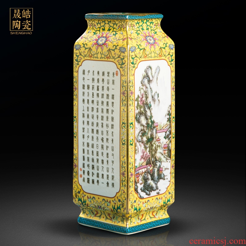 Jingdezhen ceramics imitation antique enamel vase imitation the qing three broke decorative square bottle qianlong furnishing articles