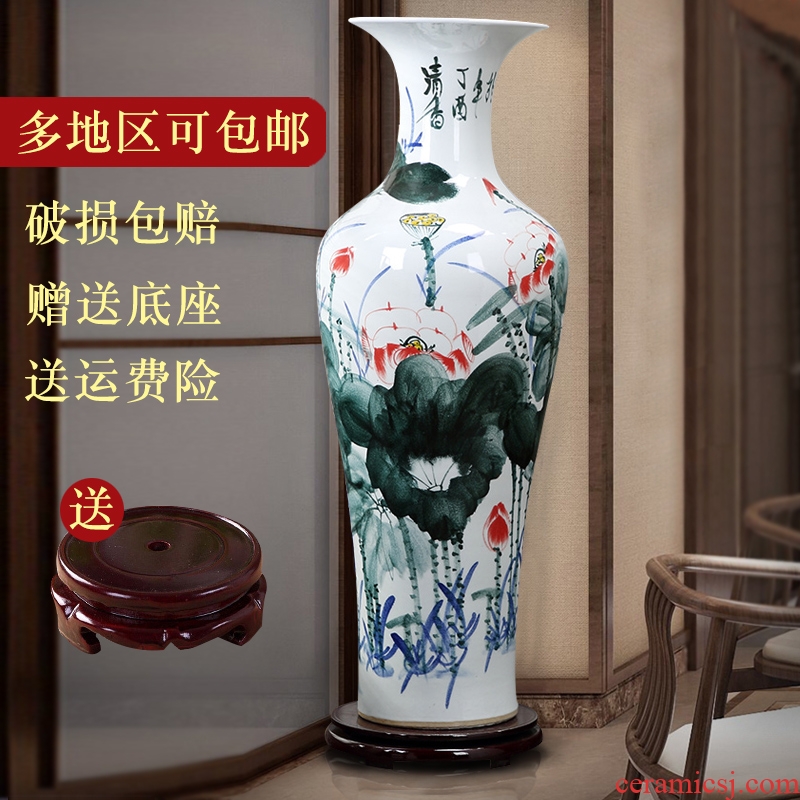 Blue and white porcelain of jingdezhen ceramics landing big vase sitting room adornment is placed hand - made ceramic vases, furnishing articles