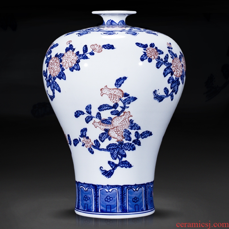 Jingdezhen ceramic antique hand - made flowers and lines of blue and white porcelain vase furnishing articles flower arranging new Chinese style living room decoration gifts