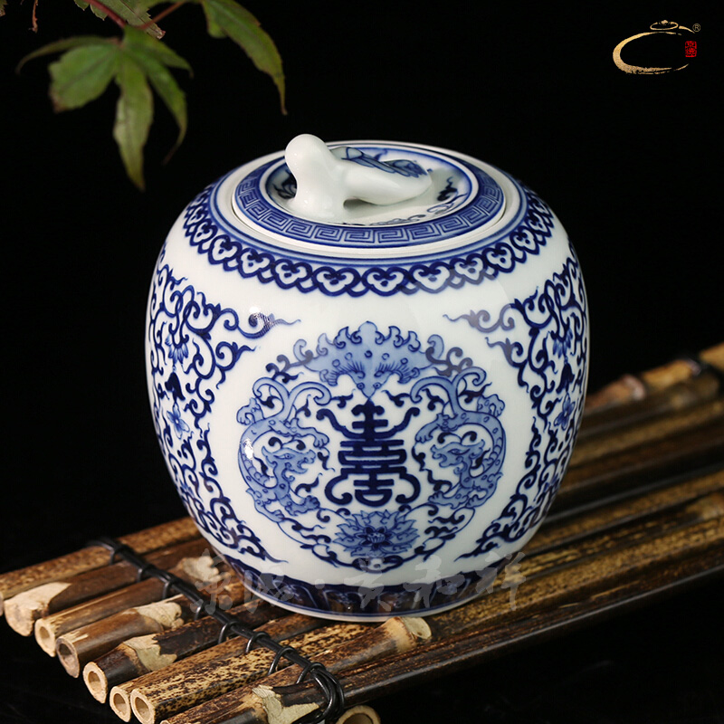 Jing DE and auspicious jingdezhen ceramics by hand to wake receives loose tea tea pot blue sky hold life of small tank
