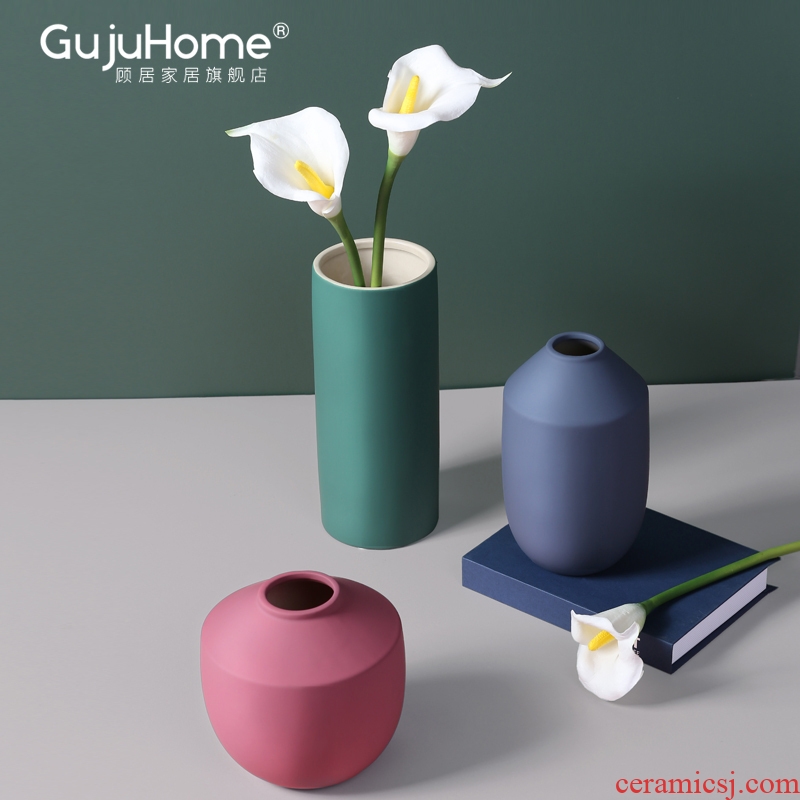 Ceramic vases, flower arranging furnishing articles Nordic living room table sample room morandi color household soft adornment ornament