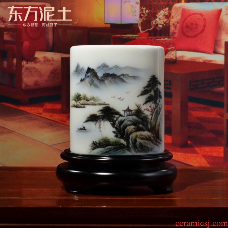 Oriental hand - made ceramic brush pot soil practical office furnishing articles study the elder the teacher commemorative gifts