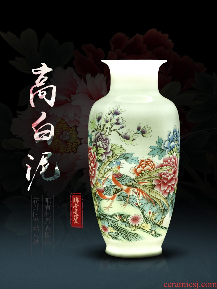 Vase of jingdezhen ceramic Vase high white mud thin foetus pastel blue and white porcelain Vase Vase rich ancient frame is placed in the living room