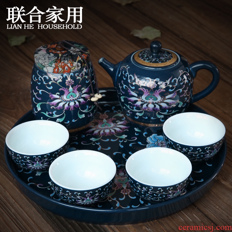 Kung fu tea sets portable travel tea set office of jingdezhen blue and white porcelain teapot built sample tea cup