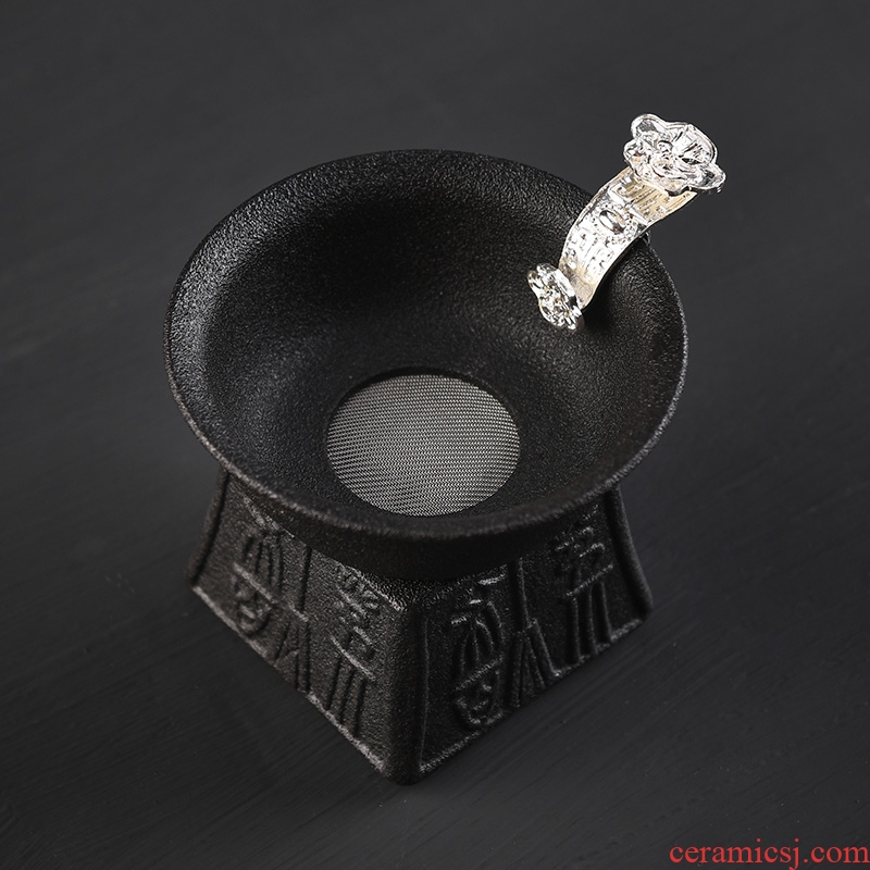 A good laugh with silver mine loader coarse pottery black zen tea) household black pottery kunfu tea strainer mesh)