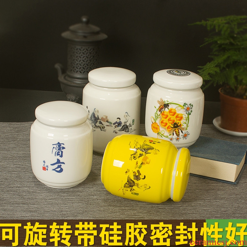 To DE new paste pot of honey ceramic paste porcelain jar solid yuan son tanks seal tea canister custom - made