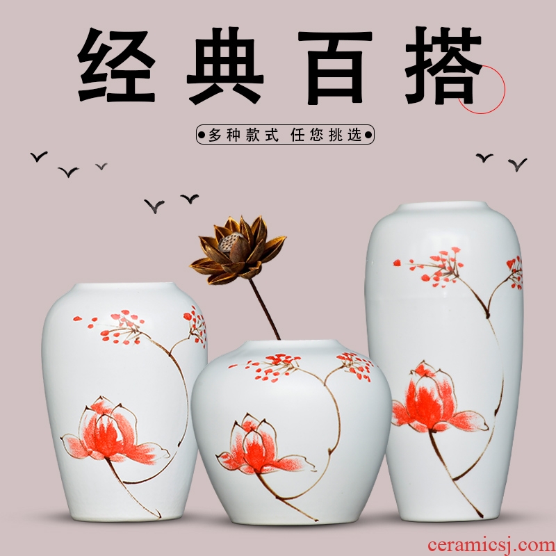 Jingdezhen ceramic flower arranging dry flower vase of new Chinese style household to decorate the living room TV ark, wine handicraft furnishing articles