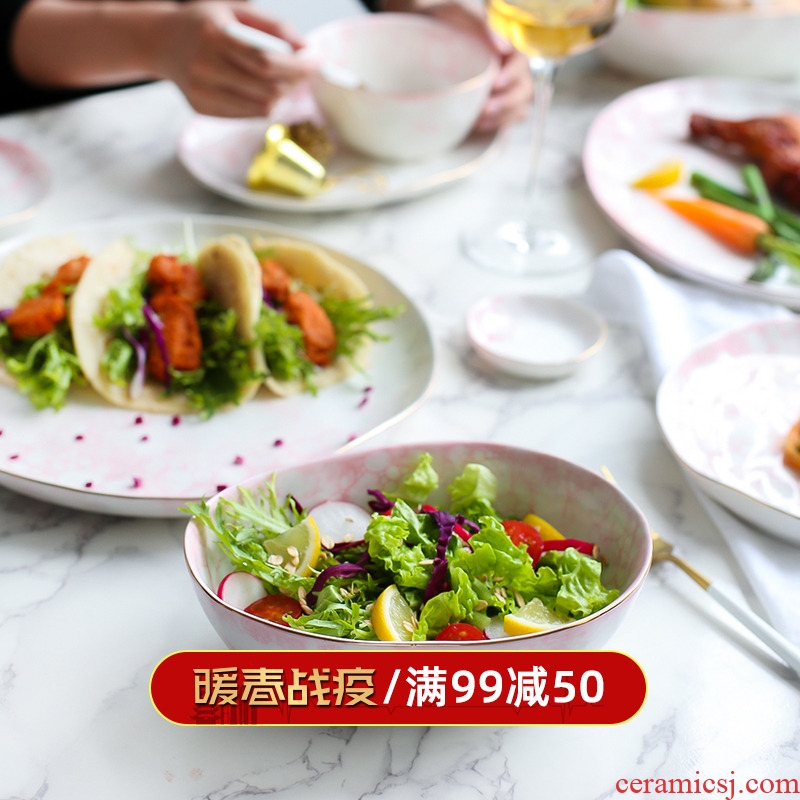 Sichuan island house creative lovely ceramic tableware household food dish bowl plate western - style food dish bowl of fruit salad dishes