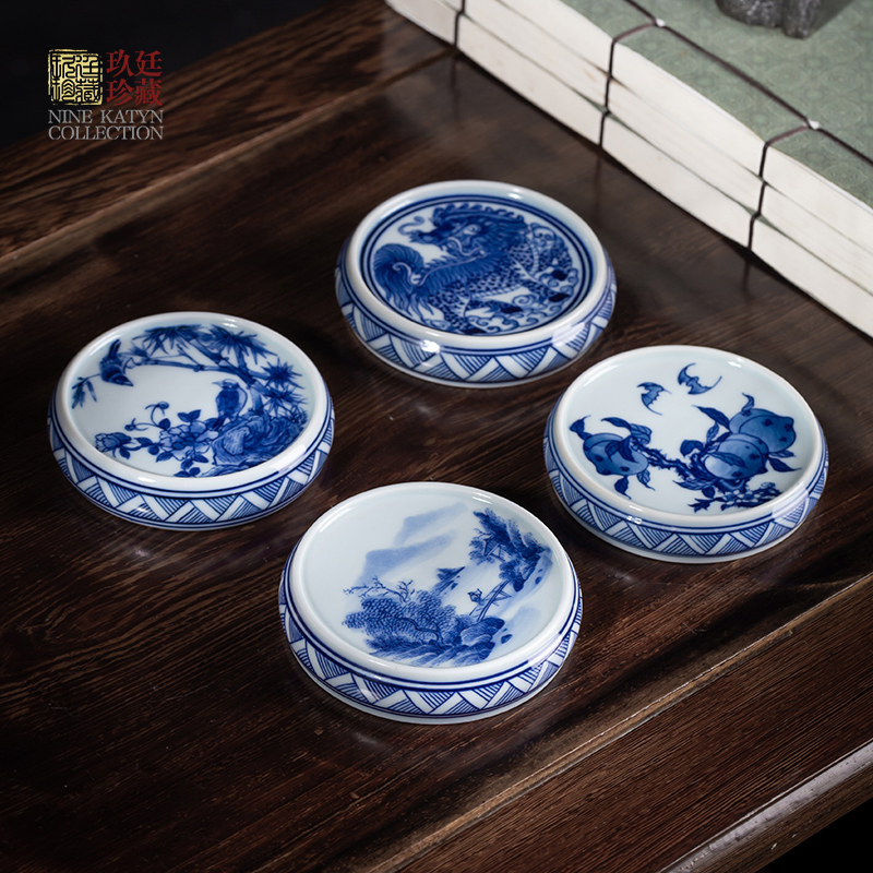 About Nine katyn all hand antique blue cover buy ceramic kung fu tea tea spare parts it cover cup mat