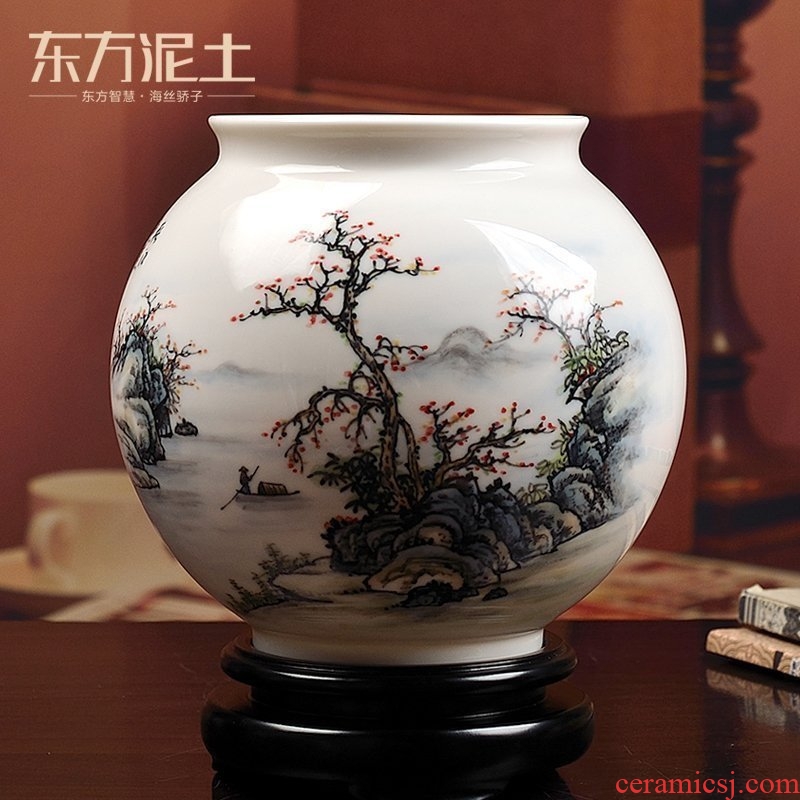 The east mud colorful landscape ceramic hand - made vases furnishing articles sitting room of Chinese style household adornment version into gifts