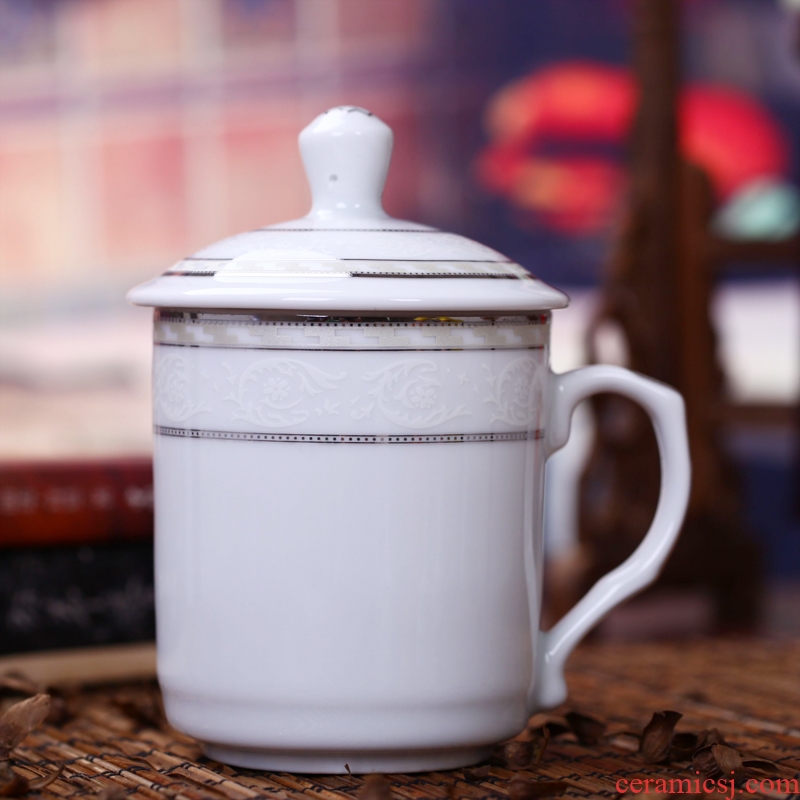 Jingdezhen ceramic cup with a lid and meeting will do cup water in a cup of tea cup cup for the family