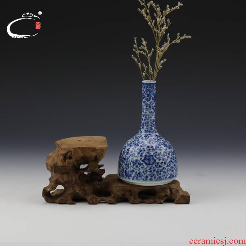 And auspicious vase jing DE treasure bell statute of jingdezhen blue And white porcelain bound branches master hand tea accessories