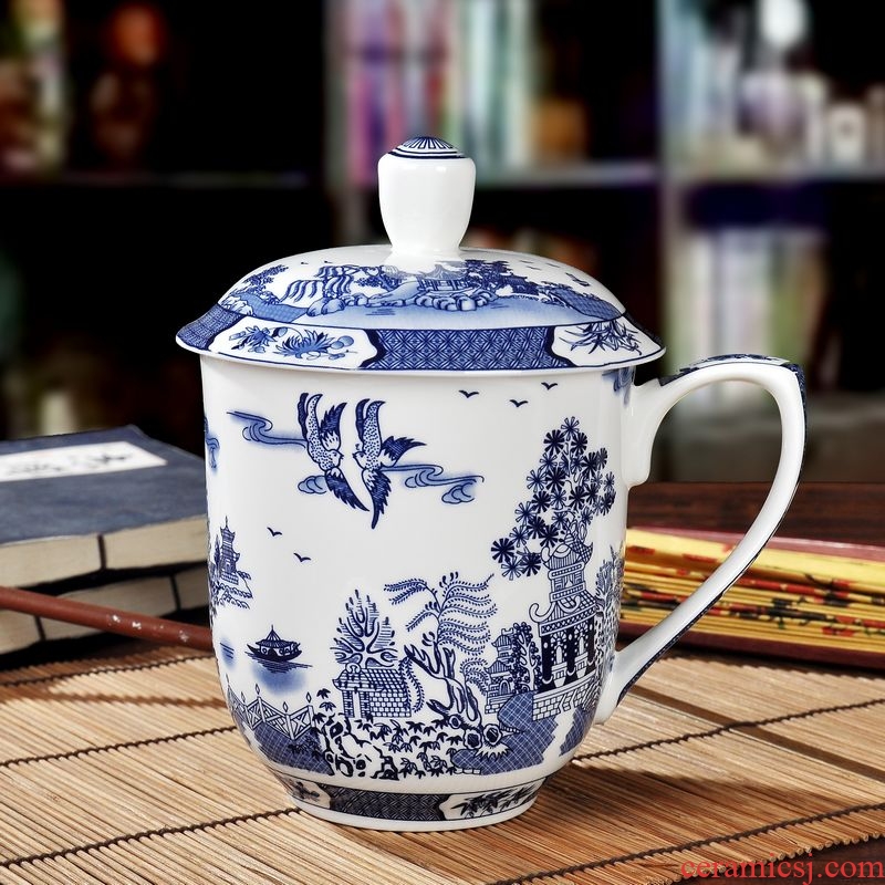 Promoting jingdezhen porcelain ipads with cover cup \ ceramic cup overlord cup blue office cup and 850 ml