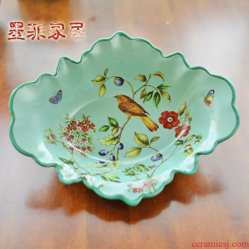 New Chinese style living room light ceramic fruit bowl American key-2 luxury European style restoring ancient ways of dry fruit tray for the dish tray table furnishing articles
