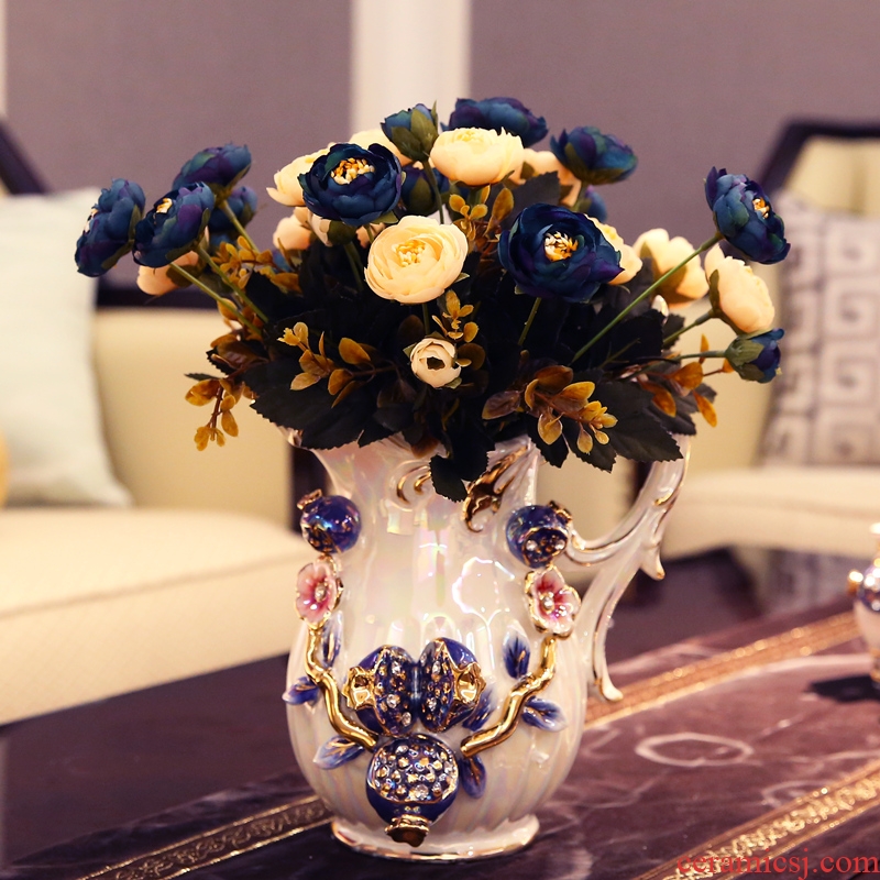 European ceramic milk pot vase decoration furnishing articles simulation table rose floral suit flower arranging, dry the vase