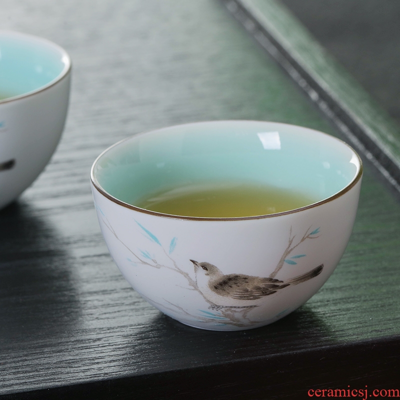 Jingdezhen ceramic sample tea cup noggin fragrance - smelling cup tea master cup koubei kung fu tea bowls individual cup