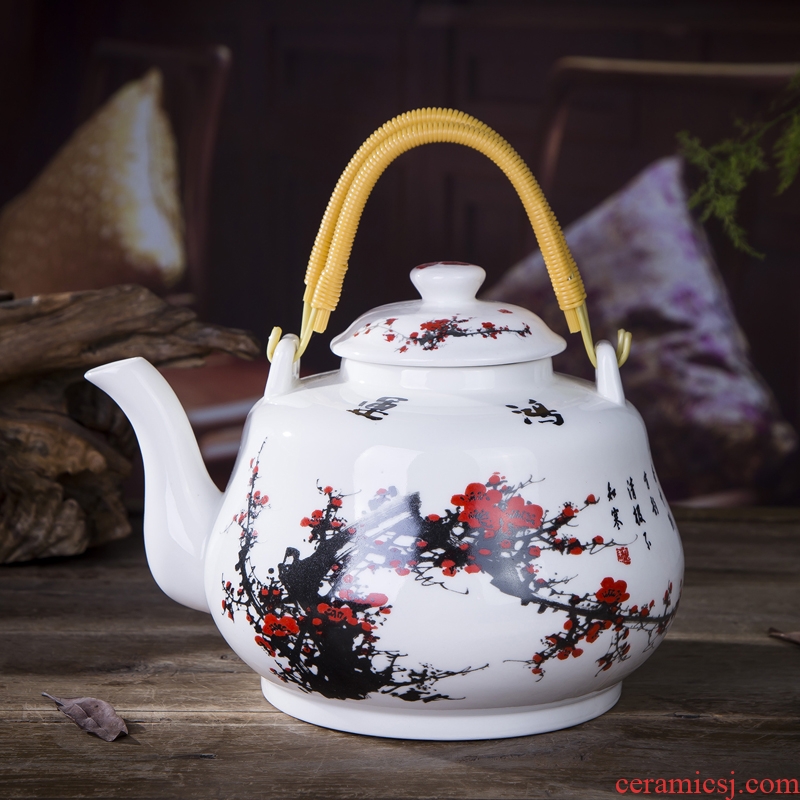 Jingdezhen ceramic teapot large capacity of blue and white household girder cold cold water kettle pot of hot water to hold to high temperature