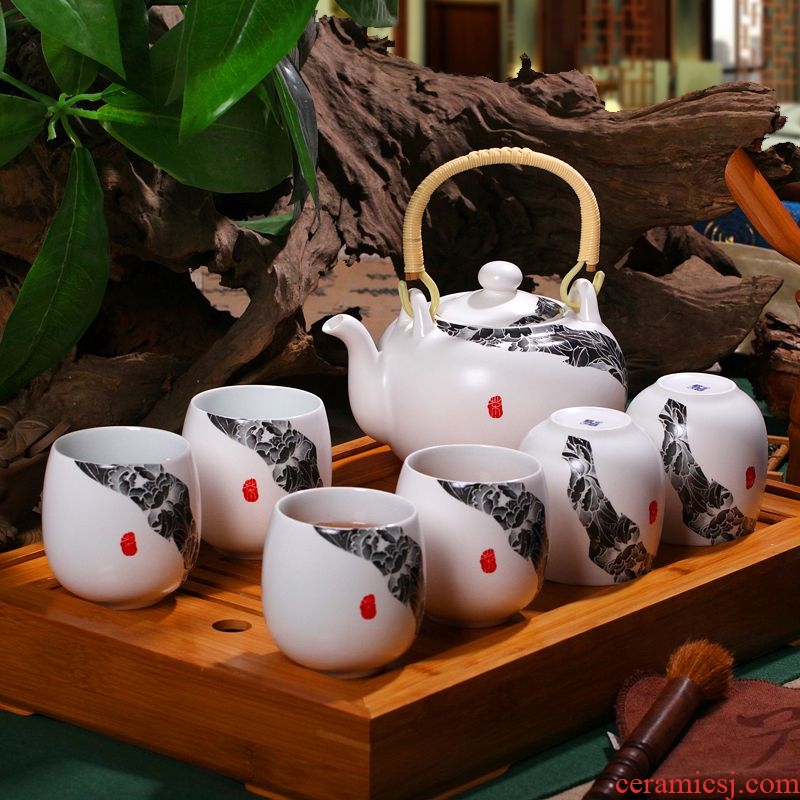 Jade butterfly 7 head jingdezhen ceramic tea set a complete set of kung fu tea cups girder suit the teapot