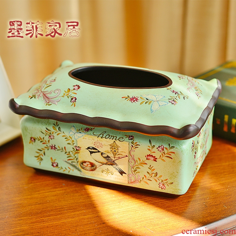 American ceramic paper towel box of Europe type style decorative furnishing articles paper suction box of home sitting room dining - room table in cartons