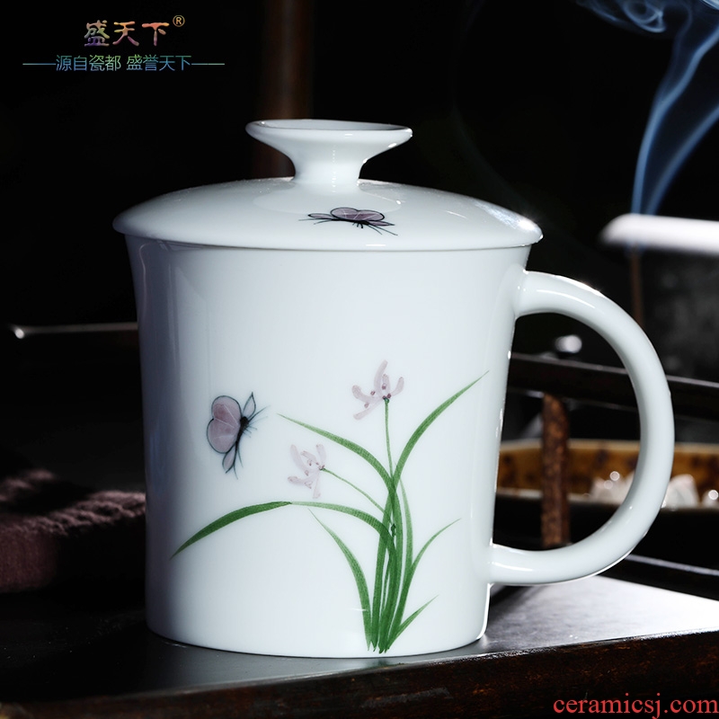 Jingdezhen ceramic cups with cover hand - made filter tea cup personal office cup and glass tea cup