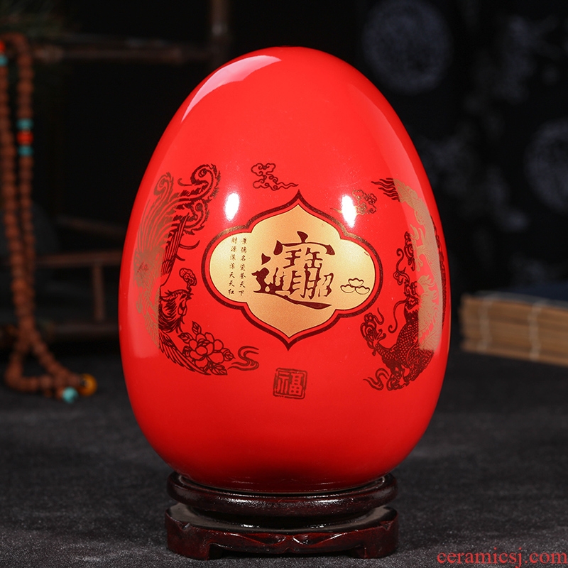 Jingdezhen ceramics China red longfeng f egg vase furnishing articles sitting room put vase modern home decoration