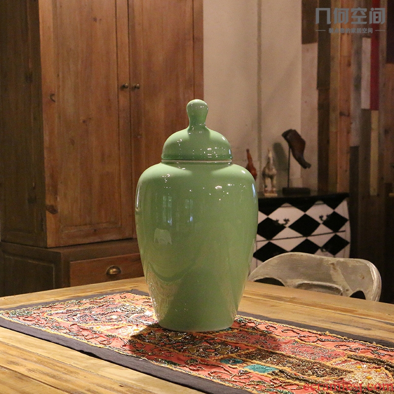 Jingdezhen example room soft outfit domestic act the role ofing use general glaze pea green ceramic jar of contracted classic adornment furnishing articles