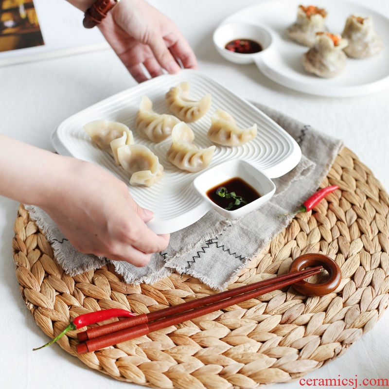 Japanese creative ceramic double household to eat dumplings dumplings dribbling vinegar dish drop seafood dishes dessert plate for breakfast