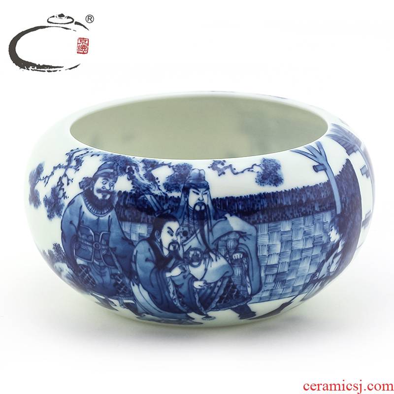 And auspicious wash to jingdezhen blue And white of three small tea hand - made kung fu tea set ceramic tea accessories to use