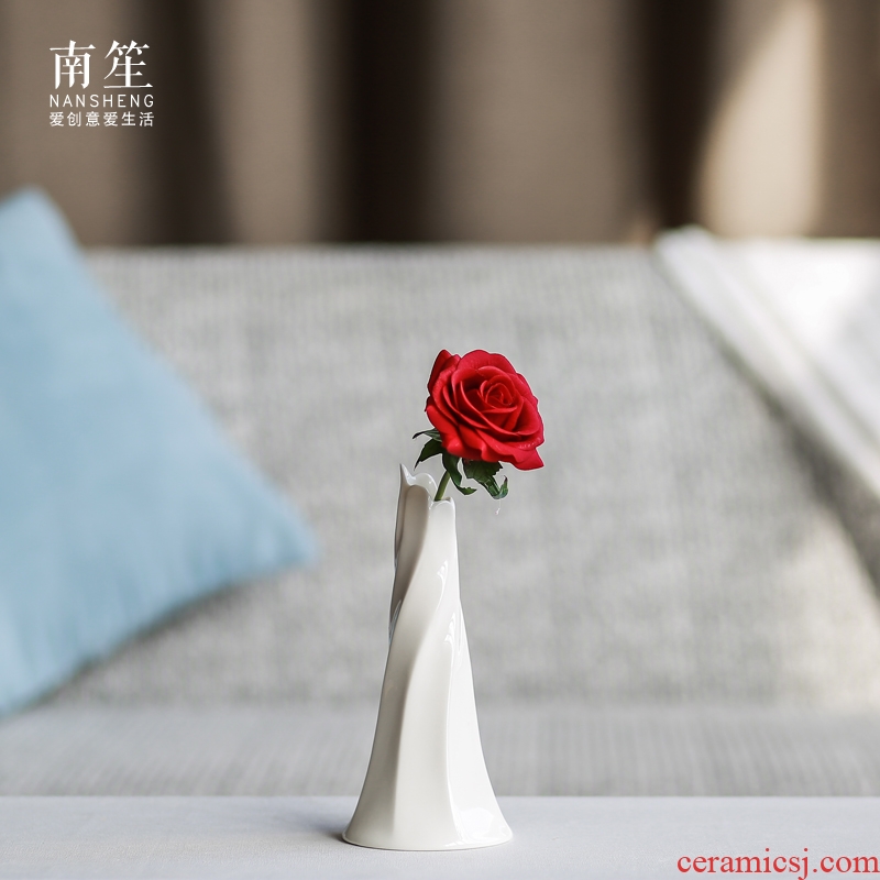Nan sheng contracted household act the role ofing is tasted home furnishing articles white ceramic vase simulation flowers, dried flower crafts