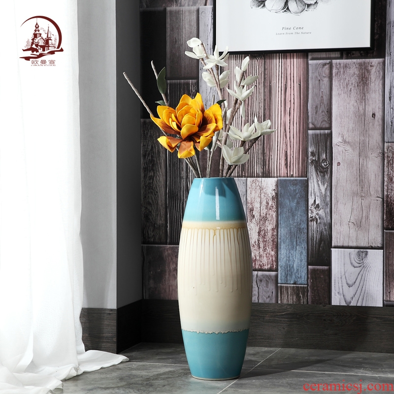 Jingdezhen ceramic vase of large modern European sitting room hotel TV ark, porch decoration flower arranging furnishing articles