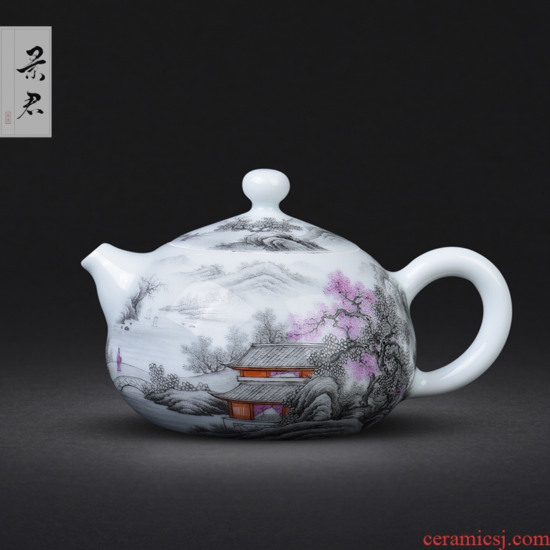 JingJun jingdezhen ceramics hand - made color ink landscape all hand kung fu tea pot 1 the teapot